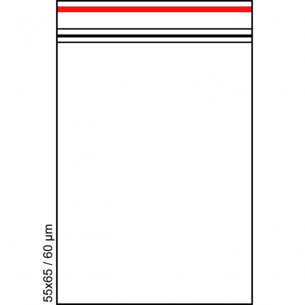 Zip-Tüte 55x65 60mm VE100 RED LINE
