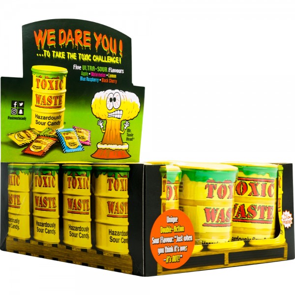 Toxic Waste Yellow Sour Candy 42g - 12er Display