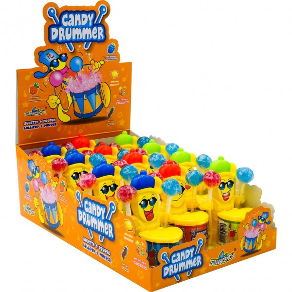 Funny Candy Candy Drummer Lollipop + Powder 20g - 12er Display