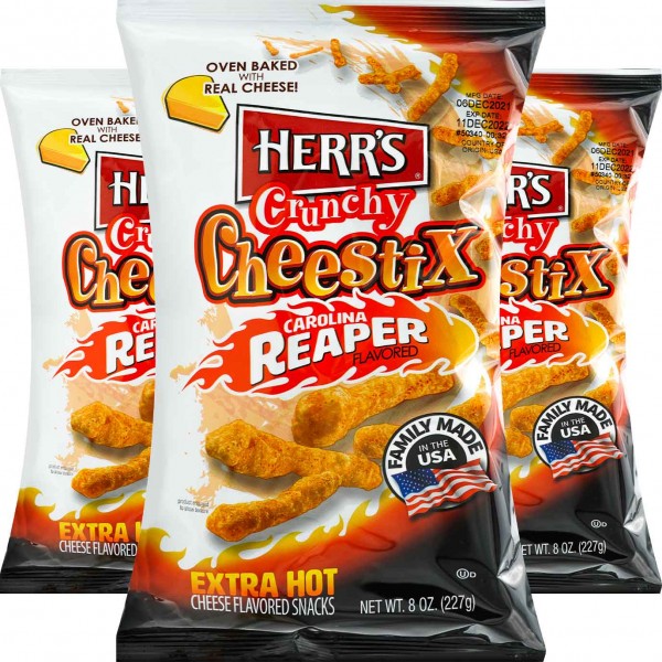 Herrs Crunchy Cheestix Carolina Reaper 227g - 8er Karton