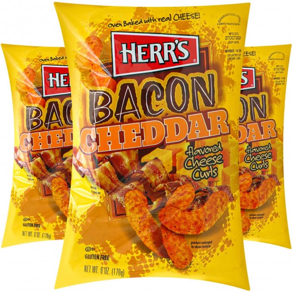 Herrs Bacon Cheddar Cheese Curls 170g - 12er Karton