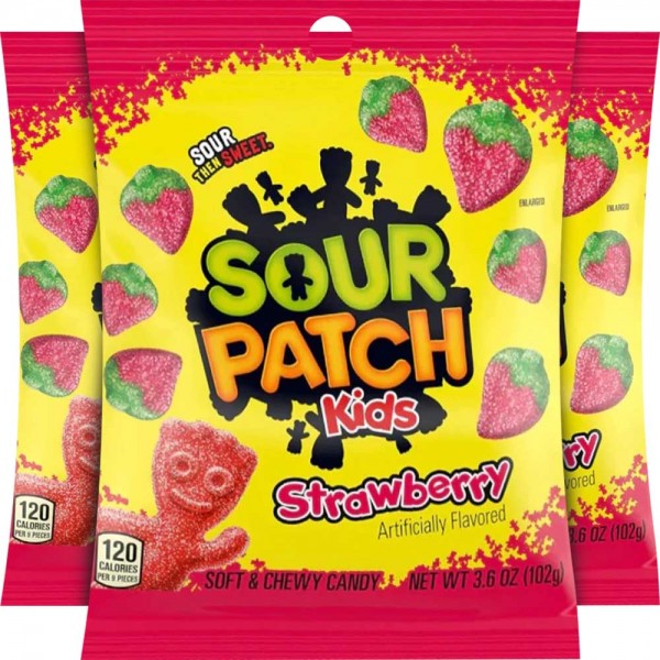 Sour Patch Kids Strawberry Soft & Chewy Candy 102g - 12er Karton