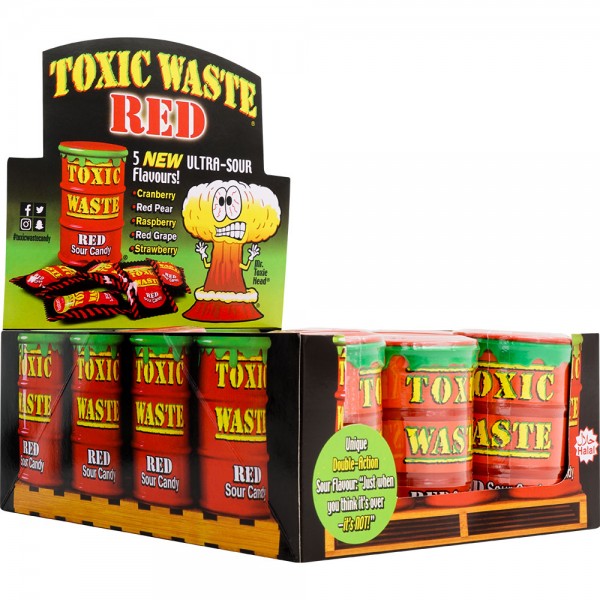 Toxic Waste Red Sour Candy 42g - 12er Display