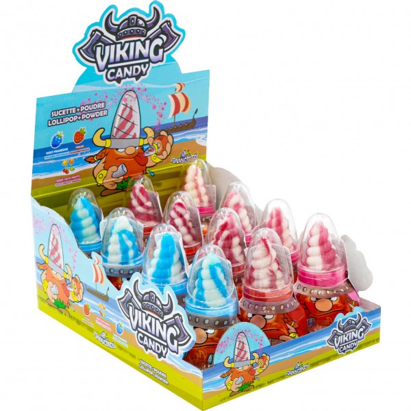 Funny Candy Viking Lollipop + Powder 50g - 12er Display